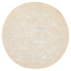 6'x6' Peach Color Broken Cypress Tree Design Wool and Silk Hand Loomed Rug