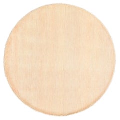 6'x6' Peach Color Modern Grass Design Wool & Silk Hand Knotted Round Rug