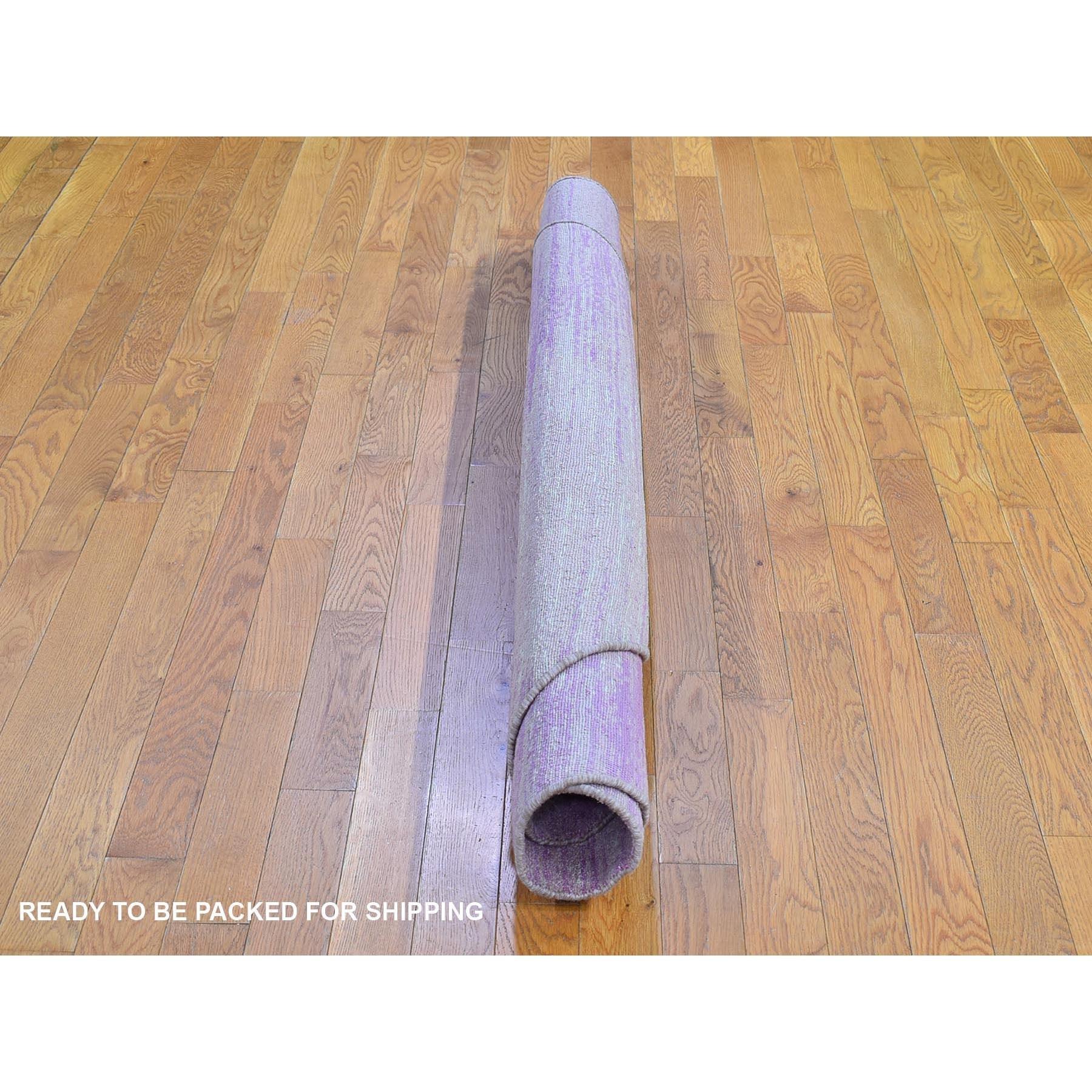 Annodato a mano Tappeto rotondo 6'x6' rosa in pura lana con design/One spesso e soffice annodato a mano in vendita