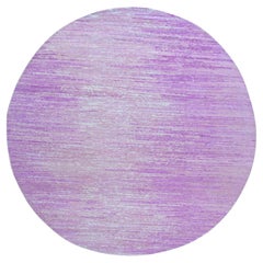 6'x6' Tapis rond noué à la main en pure laine rose à design/One épais et pelucheux