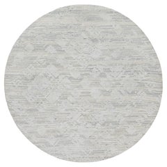 6'x6' Platinum Gray, Modern, Undyed Natural Wool Hand Knotted Round Rug