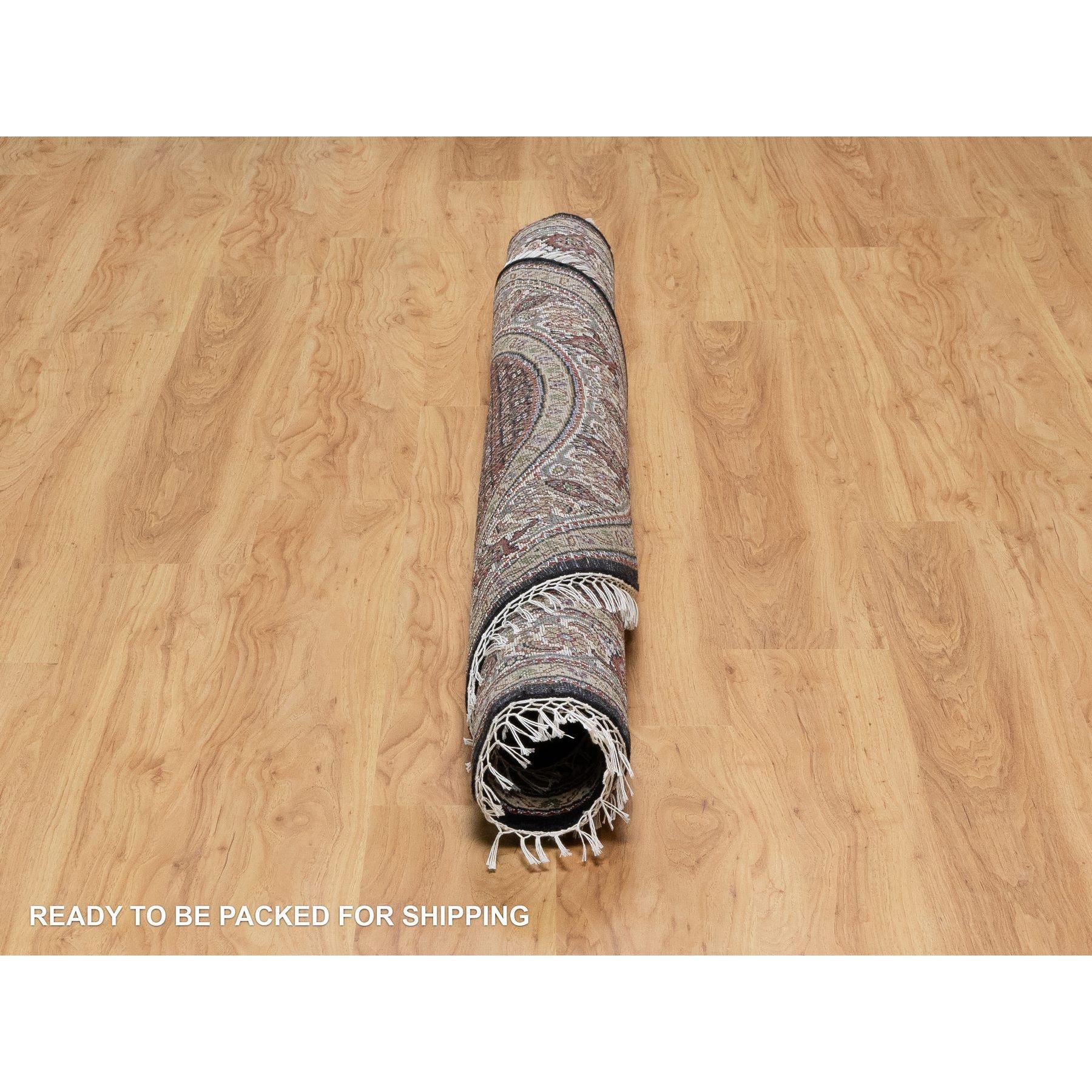 6'x6' Rich Black Hand Knotted Tabriz Mahi mit Fish Design Wolle Runde Teppich (21. Jahrhundert und zeitgenössisch) im Angebot