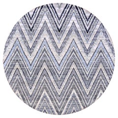 Tappeto rotondo Chevron Design Modern in Lana e Pura Seta Annodato a Mano 6'x6'