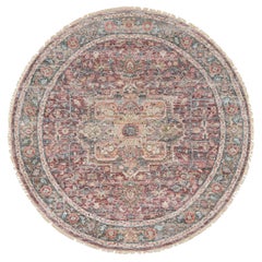 6
x6
Sangria Red Hand Knotted Pure Wool Heris Revival Round Oriental Rug