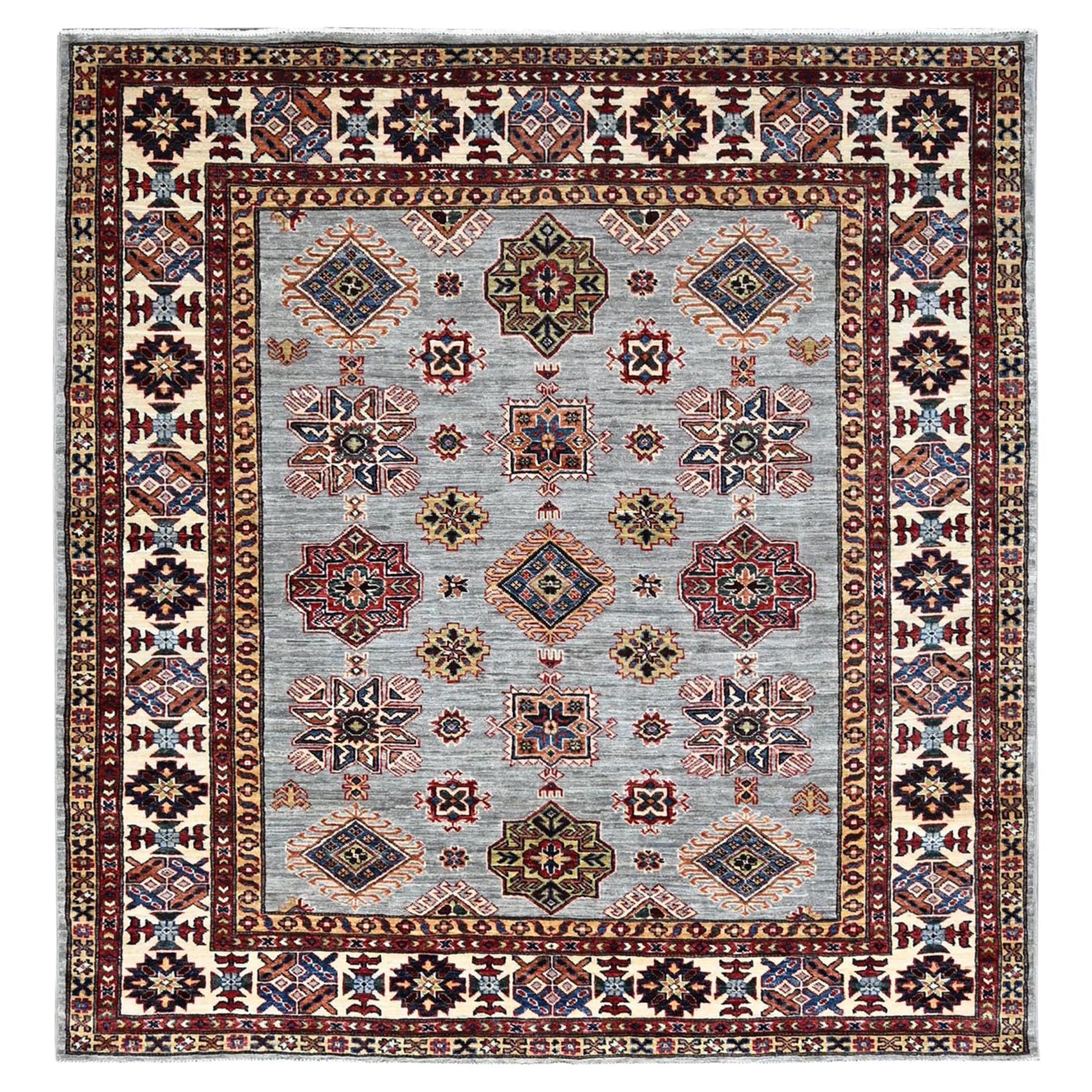 6
x6
 Seagull Gray Afghan Super Kazak Wool Hand Knotted Oriental Square Rugs