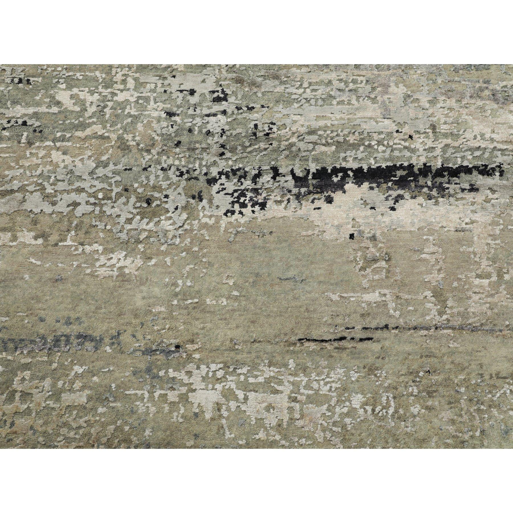 6'x6' Silver Blue Wool & Silk Modern Abstract Design Hand Knotted Rug In New Condition For Sale In Carlstadt, NJ