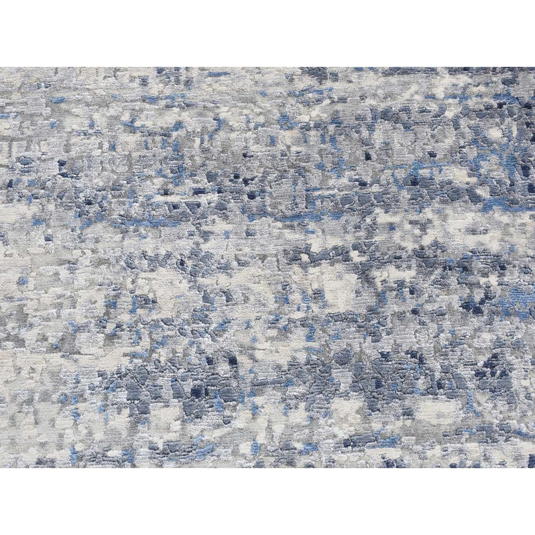 6'x6' Himmelblau, Broken Mosaic Design, Wolle und Seide, Handgeknüpft, Runder Teppich im Zustand „Neu“ im Angebot in Carlstadt, NJ