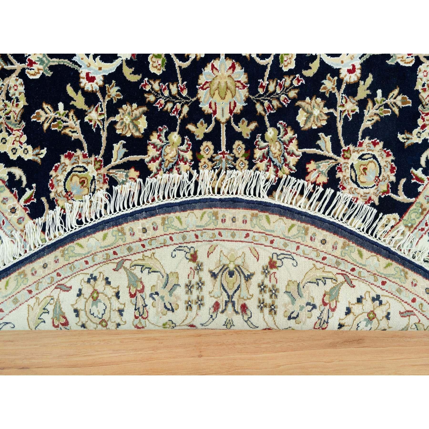 6'x6' Azul Vulcano 100% Lana Anudada a Mano 250 Nain KPSI Alfombra Oriental Redonda Indio en venta