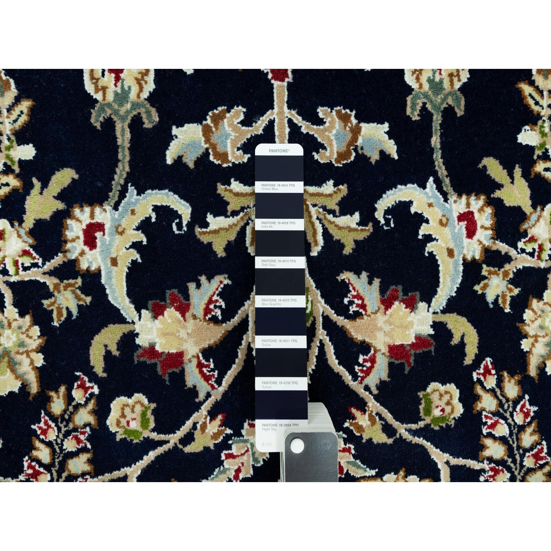 6'x6' Azul Vulcano 100% Lana Anudada a Mano 250 Nain KPSI Alfombra Oriental Redonda Anudado a mano en venta