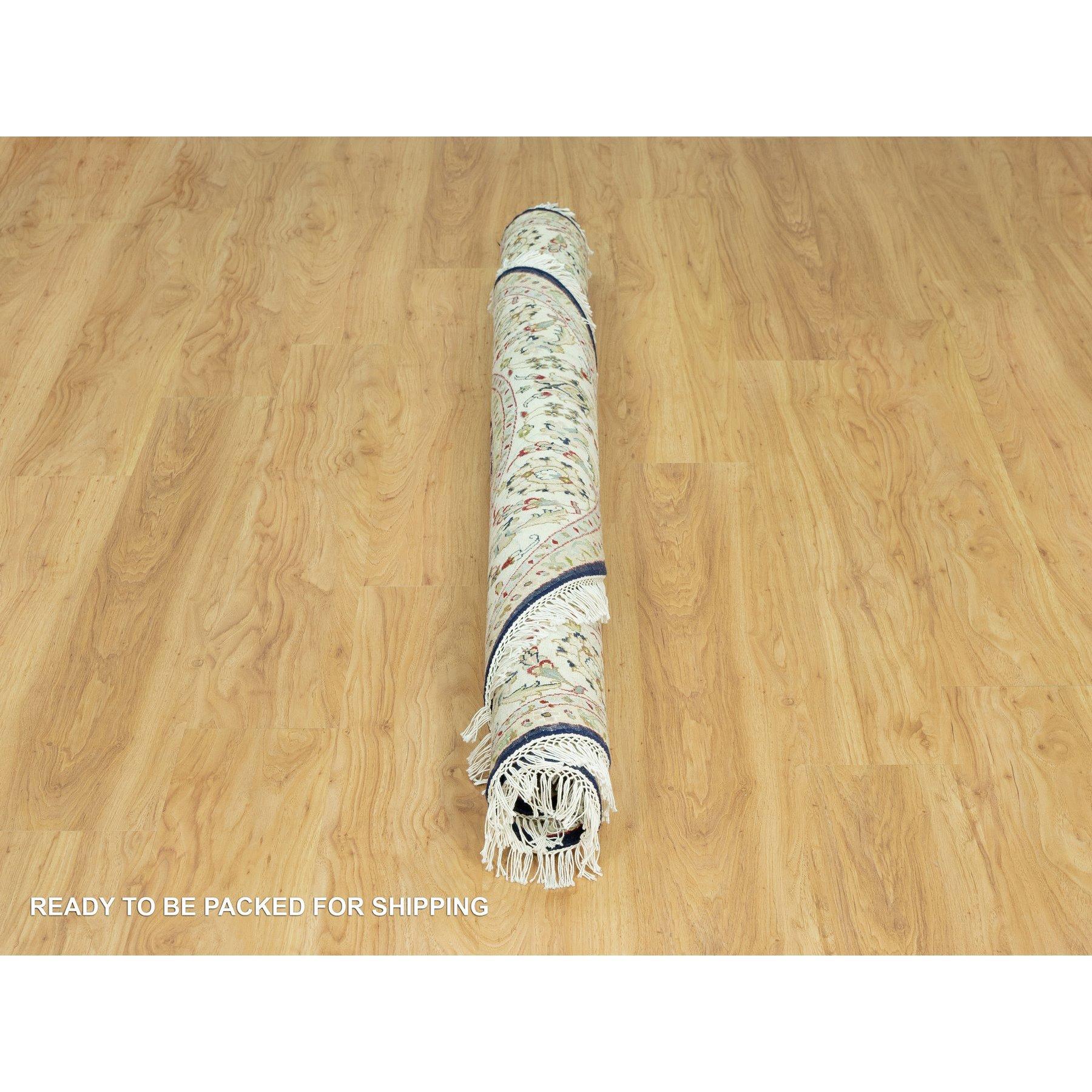 6'x6' Azul Vulcano 100% Lana Anudada a Mano 250 Nain KPSI Alfombra Oriental Redonda Siglo XXI y contemporáneo en venta