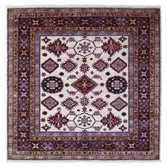 6
x6
 White Pepper Hand Knotted Geometric Patterns Super Kazak Square Rug