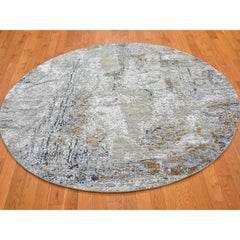 6'x6' Wool Denser Weave Persian Knot with Abstract Design Round Rug