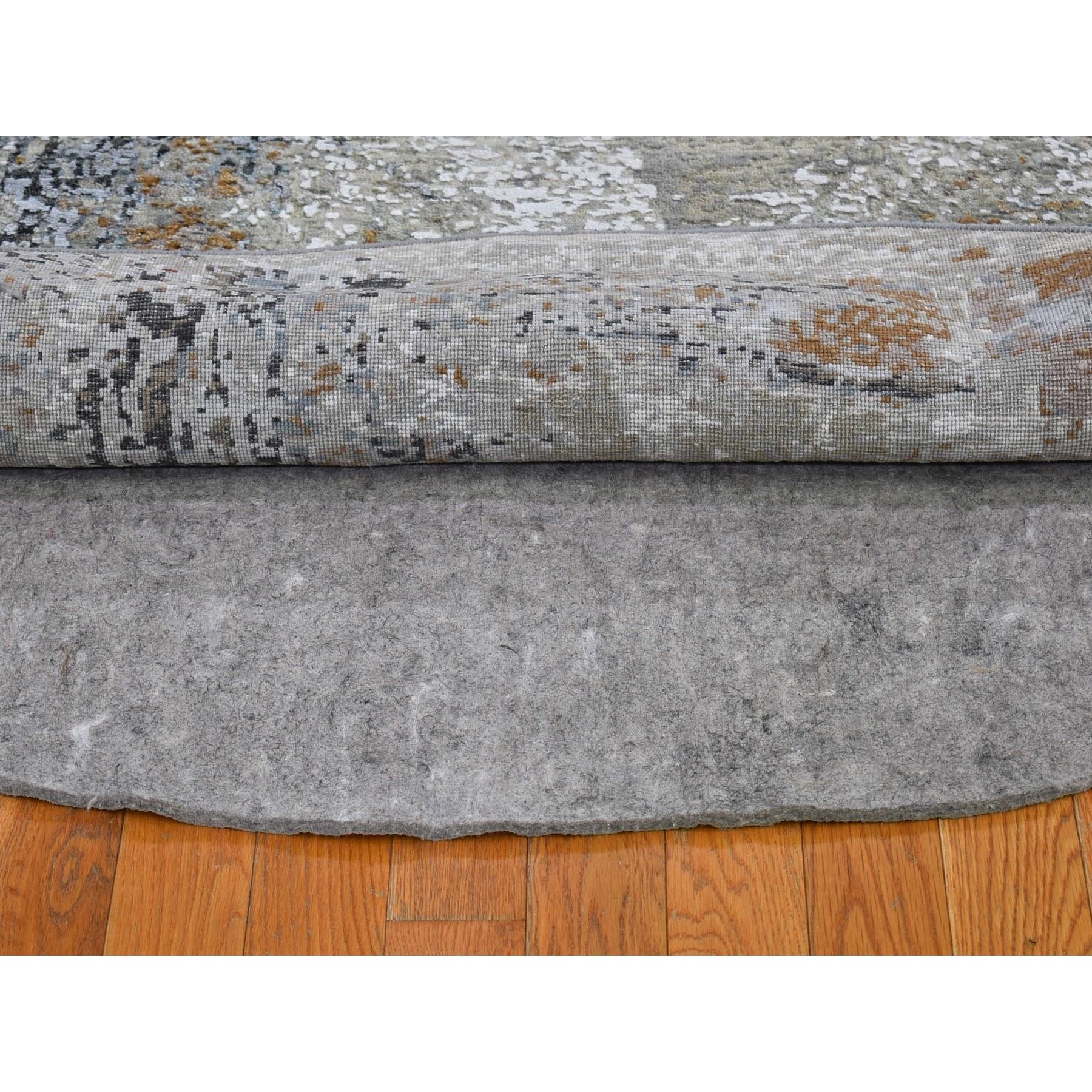 Noué à la main 6'x6' Wool Denser Weave Persian Knot with Abstract Design Round Rug en vente