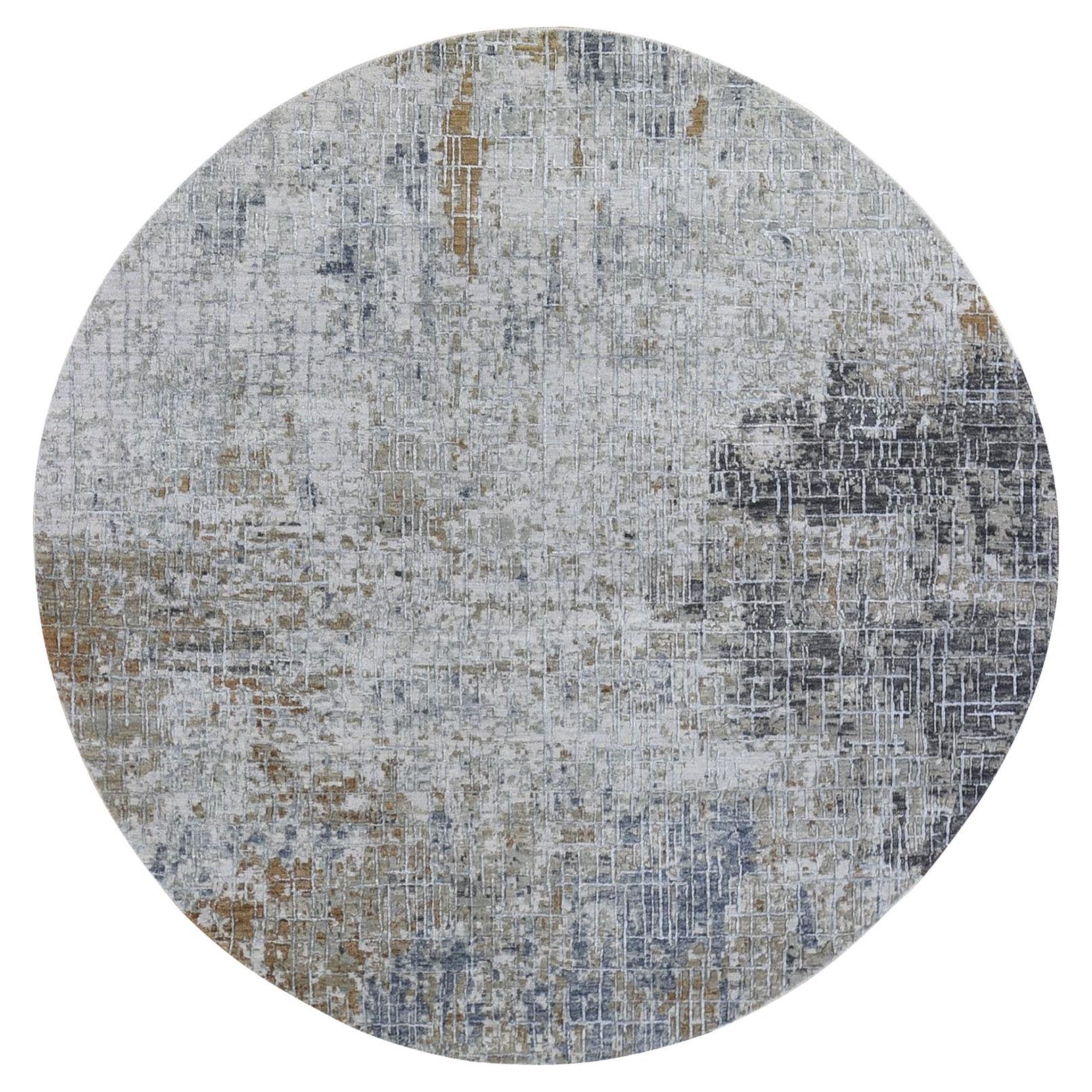 6'x6' Wool Persian Knot Round Abstract Design Denser Weave Rug