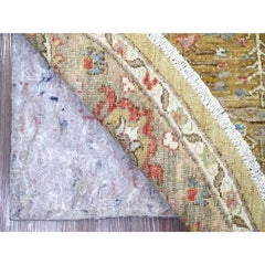 6'x6' Gelb Peshawar mit Bijar Garus Design Handgeknüpfter Wollteppich rund