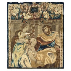 Arazzo figurativo fiammingo antico del XVII secolo, 6x7, in lana e seta, 191 cm x 216 cm
