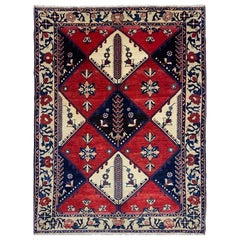 6x7 Handgeknüpfter alter Bakhtiari-Teppich - Geometrisches Stammesdesign
