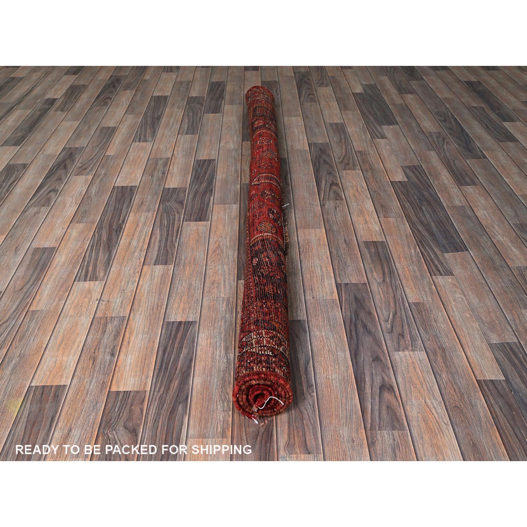 6'x7' Rubinroter persischer Qashqai-Teppich aus reiner Wolle, handgeknüpft, Vintage (Handgeknüpft)