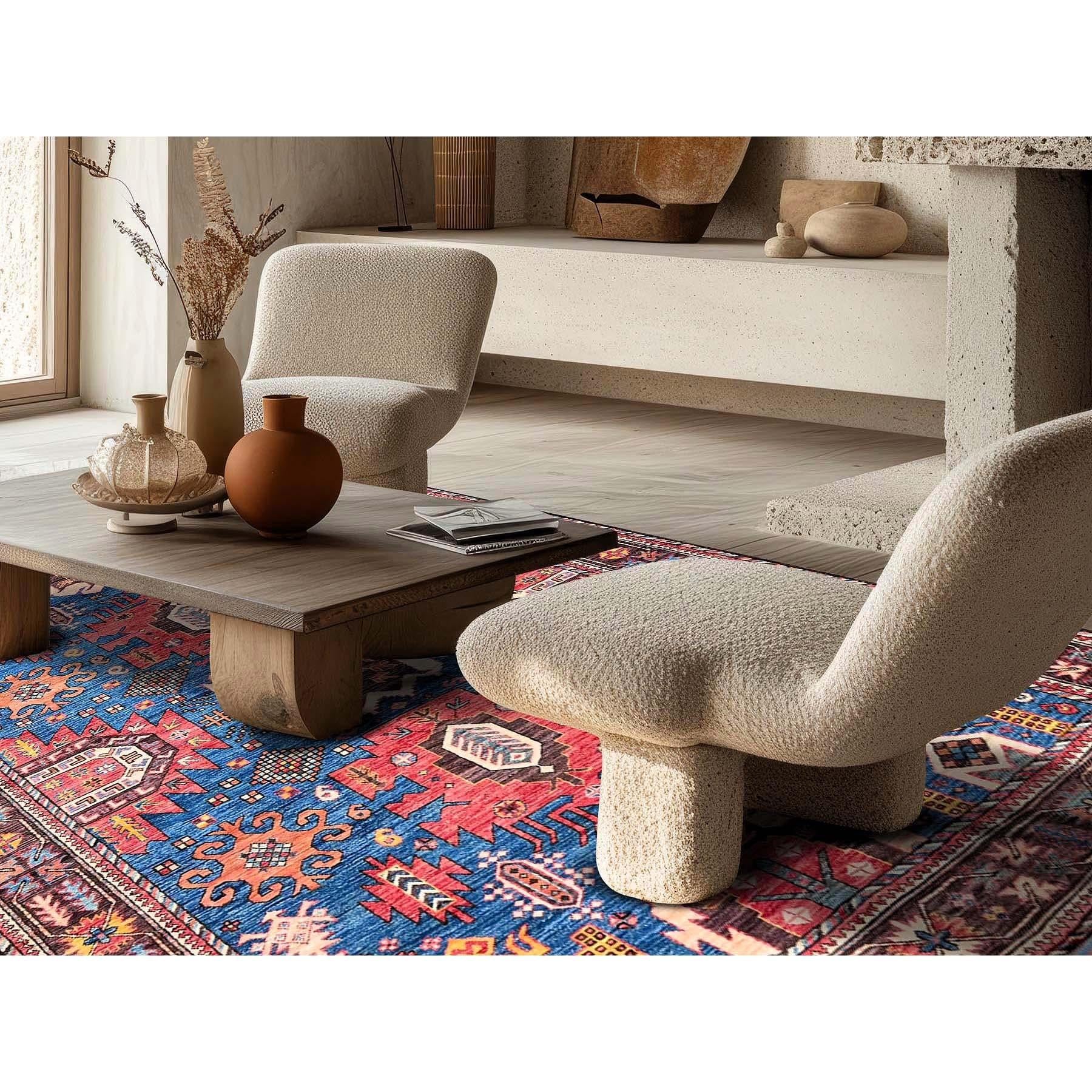 Imperial Blue, Afghan Ersari with Turkish Knot, Caucasian Design Revival, Vegetable Dyes, Densely Woven, Hand Knotted, Soft and Velvety Wool, Oriental Rug
Primary materials: Wool
Latex: No Pile 
height: 0.25 Inches
Style: Traditional
Primary color: