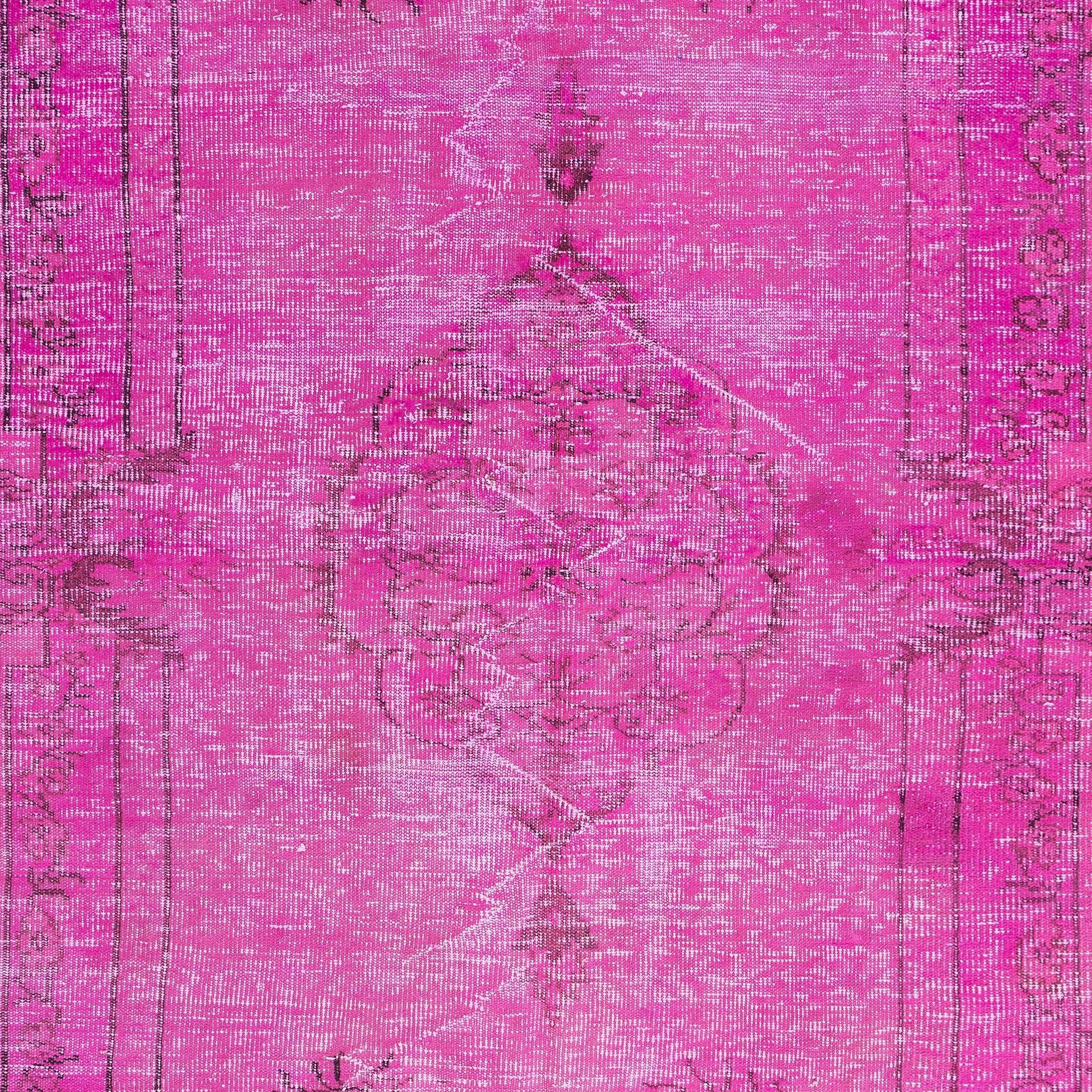 Tessuto a mano Tappeto rosa Modern-Decor 6x7.3 ft, Tappeto di lana turca annodato a mano in vendita