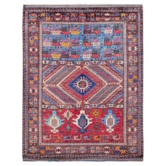 6
x7
4" Bunte afghanische Ersari kaukasischen Design Revival handgeknüpfte Wolle Teppich