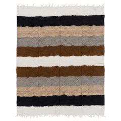 6x7.4 Ft Soft Mohair Wool Kilim Rug, Decorative Blanket, Bed Cover, Sofa Throw
