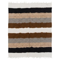 Tapis Kilim en laine mohair souple 6x7,4 Ft, revêtement de sol, housse de lit, jeté de canapé