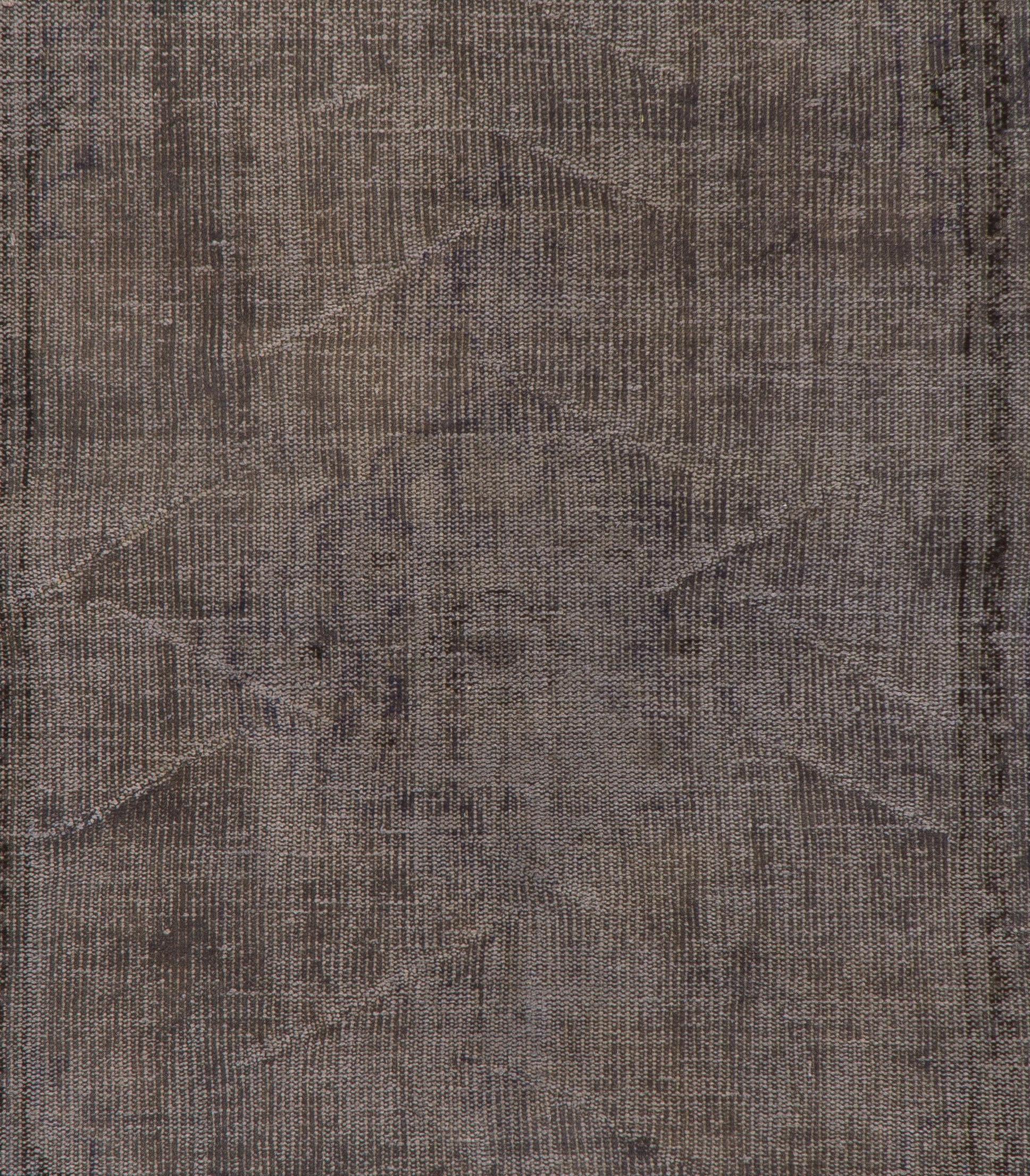 Hand-Knotted 6x7.8 Ft Vintage Handmade Turkish Area Rug in Gray & Brown for Modern Interiors For Sale