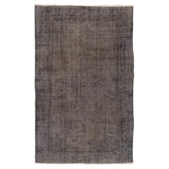 6x7.8 Ft Retro Handmade Turkish Area Rug in Gray & Brown for Modern Interiors