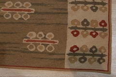 6x8 Green Flat Weave Wool Botanical Totem Geometric Modern Carpet Rug