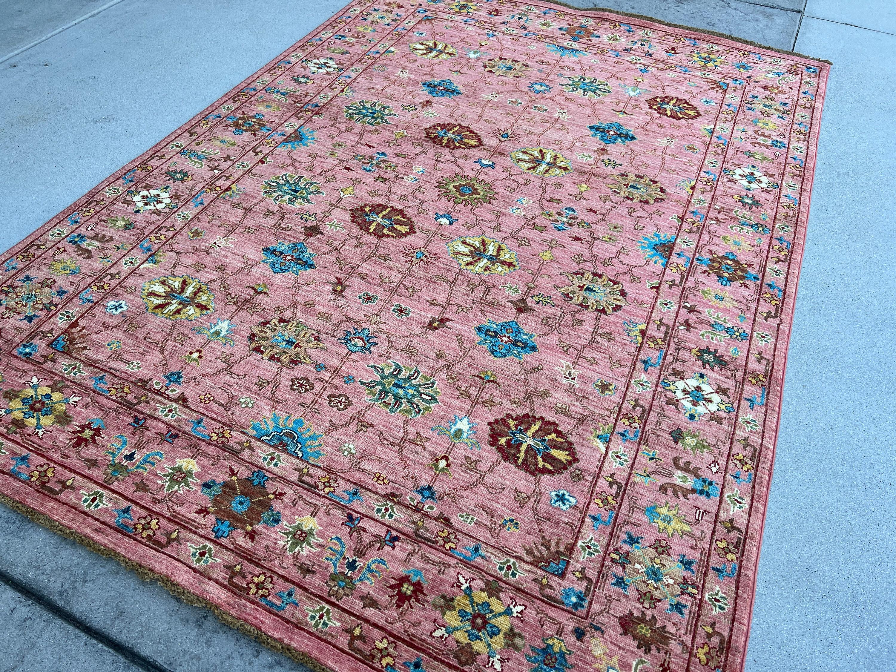Contemporary 6x8 Hand-Knotted Afghan Rug Premium Hand-Spun Afghan Wool Fair Trade For Sale