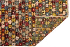 6x8 Tapis en laine nouée à la main de style Baluch Motif étoilé aux couleurs vives