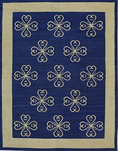 6x8 Handcrafted Exquisite Blue Floral Kilim Modern Flatweave Wool Carpet Rug