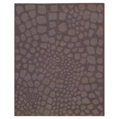 Tappeto moderno in lana biologica, trama a ciottoli, tessitura piatta, viola, 6x8