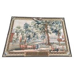 Arazzo vintage europeo in stile pastorale 6X8 “Verdure”, tessuto a mano, 168 cm x 239 cm