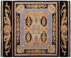 6x8 Vintage Versace-Style Baroque Wool Silk Rug 173x239cm Handmade Rug c.1980