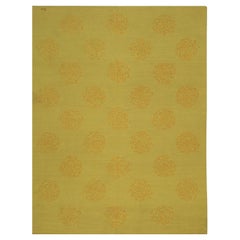 6x8 Yellow Dahlia Flat Weave Wool Stylized Rosettes Geometric Modern Carpet Rug
