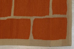 Tappeto moderno geometrico in lana a trama piatta giallo 6x8