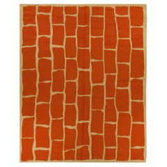 Tappeto moderno geometrico in lana a trama piatta giallo 6x8