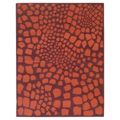 Tappeto vintage in lana biologica a trama piatta, giallo, 6x8, con motivo a tasselli, stile metà secolo