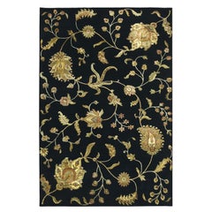 6
x8
10" Ebano Nero Annodato a Mano Disegno Botanico Lana e Seta Tappeto Orientale