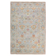 6'x8'10" Gray, Sultanabad Reimagined, 100% Wool, Hand Knotted, Oriental Rug