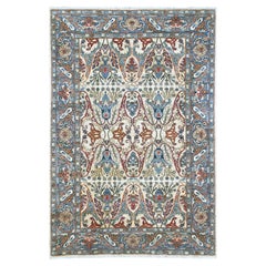 6'x8'10" Ivory Bijar Garus Design Aryana Collection Hand Knotted Pure Wool Rug