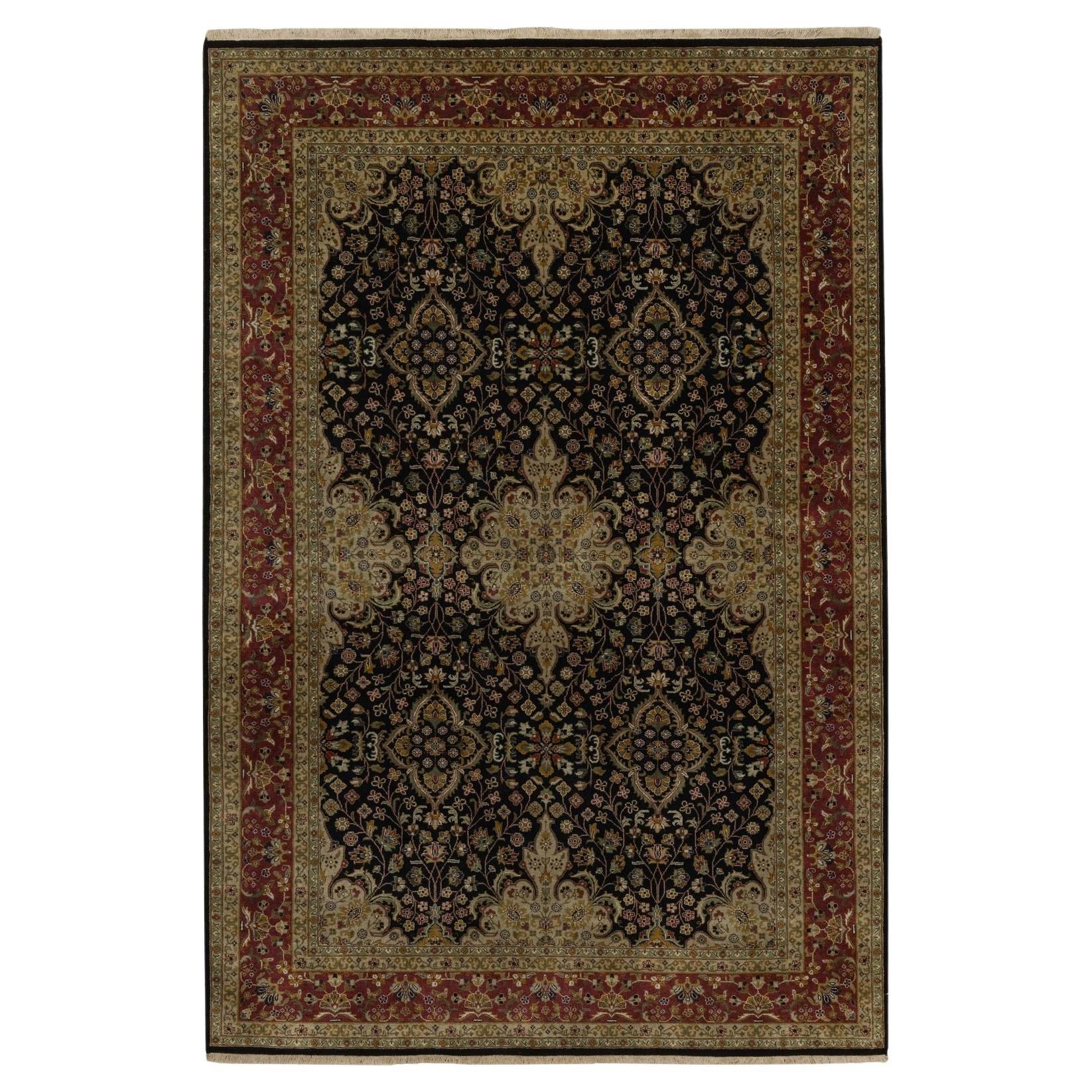 6
x8
10" Onyx Schwarz Komplizierte Kashan Revival Neuseeland Wolle Hand geknüpft Teppich