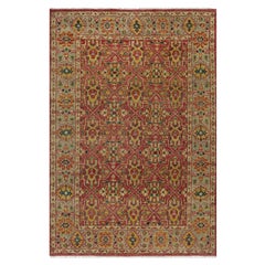 6'x8'10" Savvy Red Antiqued Oushak Reimagined Star Design Hand Knotted Wool Rug