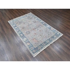 6'x8'10" Whisper Pink Ziegler Mahal Design Hand Knotted Zero Pile Pure Wool Rug