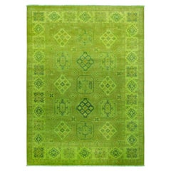 6
x8
2" Moss Green Overdyed Kazak Geometric Design Hand Knotted Pure Wool Rugs (Tapis de laine pure surteint en vert mousse)