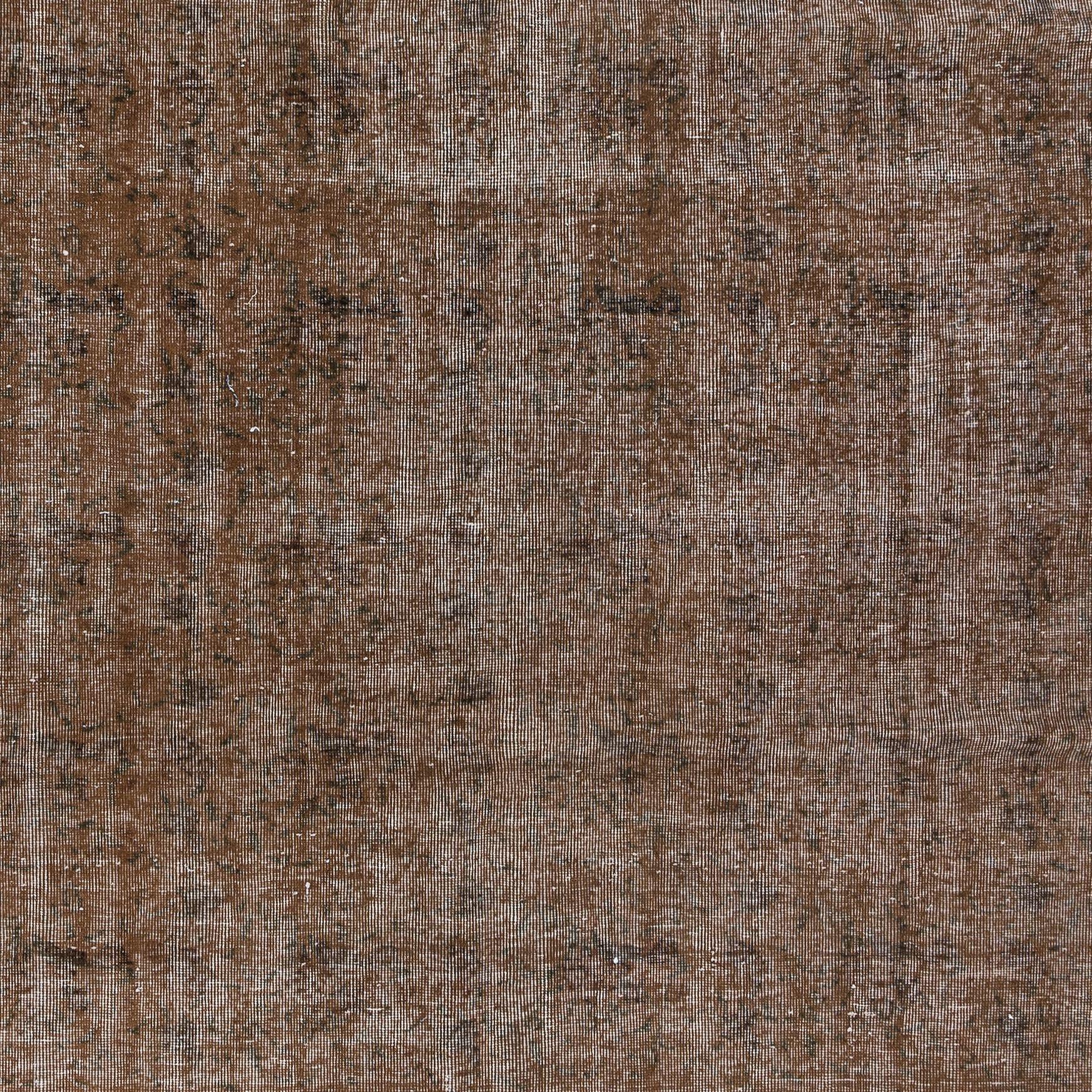 Hand-Knotted 6x8.3 Ft Handmade Turkish Rug in Brown, Contemporary Wool and Cotton Carpet For Sale