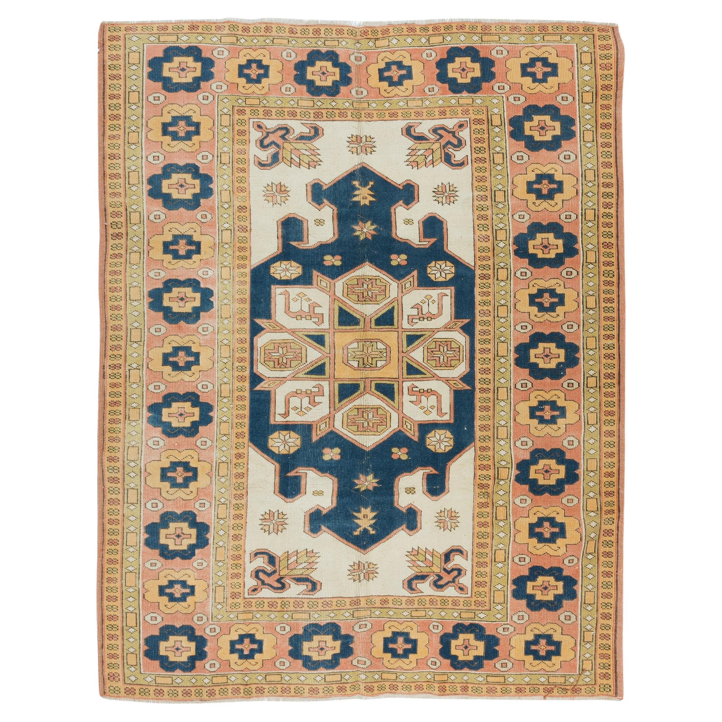 6x8.3 Ft Modern Handmade Geometric Anatolian Area Rug for Living Room Decor