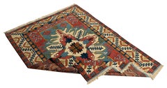 6x8.4 Ft Modern Handmade Turkish Wool Rug. Geometric Design, Soft Medium Pile